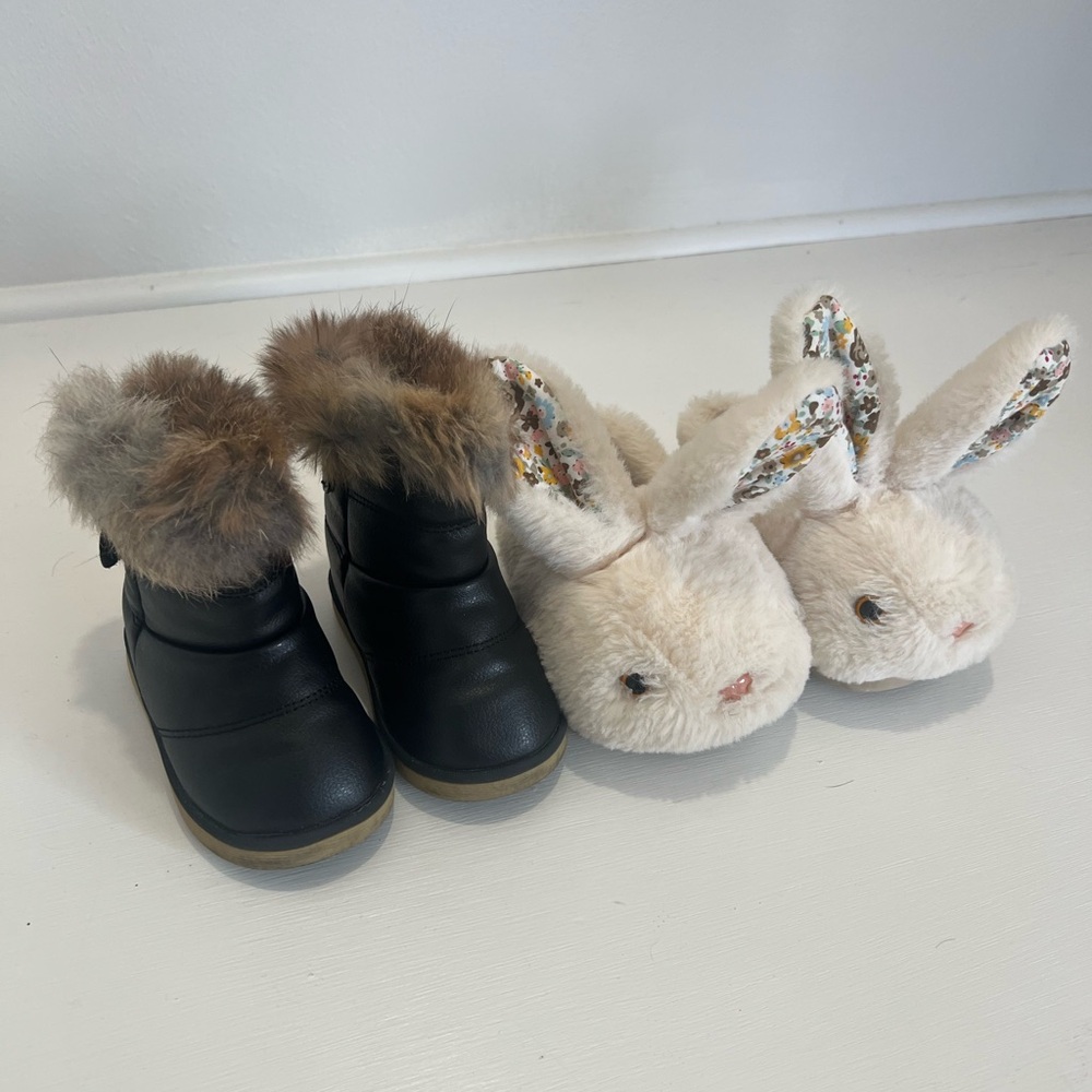 Toddler size 7: Boots and Bunny Slipper Bundle
